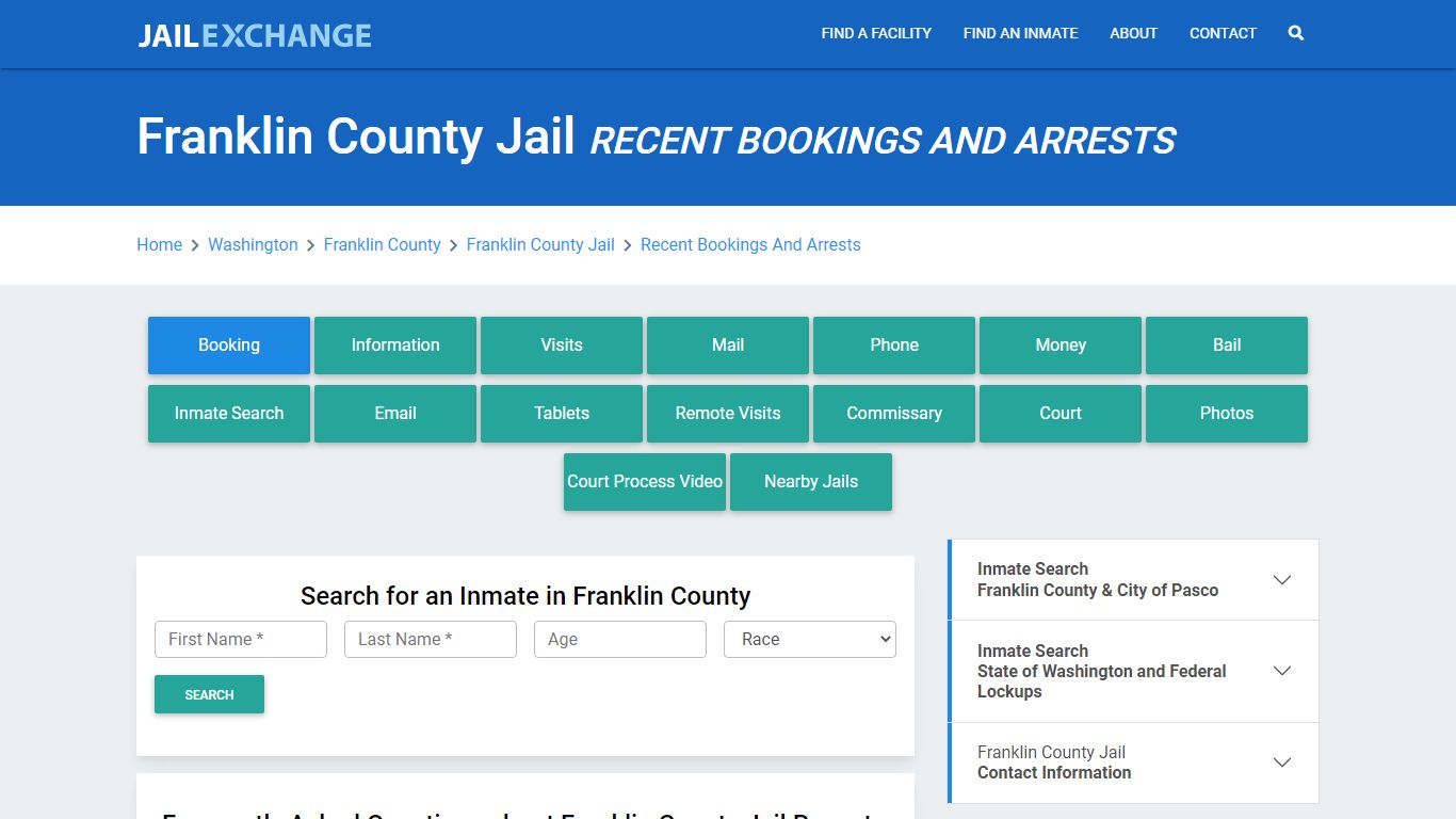 Franklin County Jail Recent Bookings And Arrests - Jail Exchange